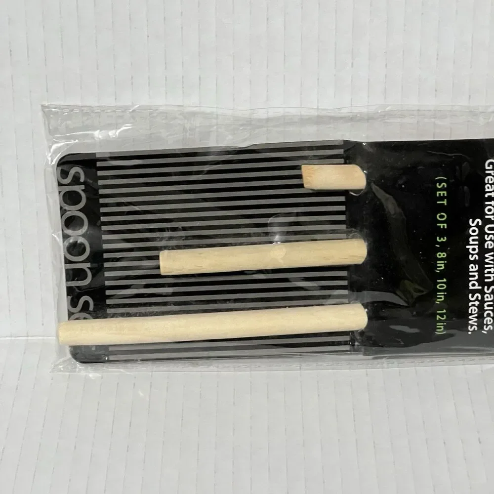 Cook's Kitchen Wood Spoon Set of 3 Natural Cooking Mixing Utensils 8